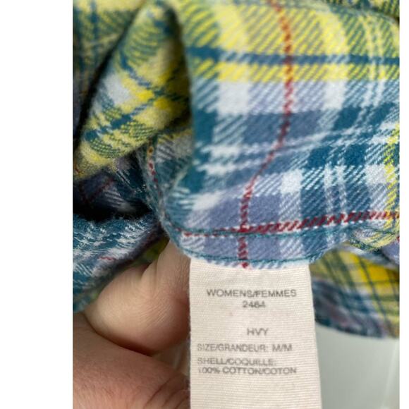 Woolrich Flannel Shirt Button Down Long Sleeve Collared Cotton Yellow Medium - Picture 6 of 11